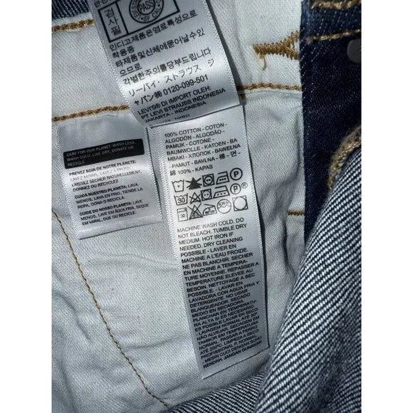 Levi's New Workwear Cordura Dark Navy Denim Overalls XL-2XL 42” Jean Bibs B1