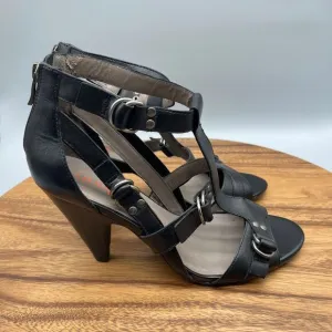 Levity Minnie Sandals Womens Size 9 M Black Leather Strappy Gladiator Heels