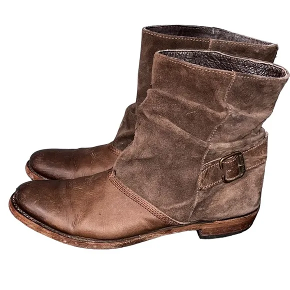 Liberty Black Brown Leather &amp; Suede Tambor Slouch Boots
