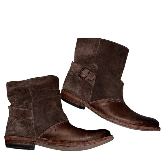 Liberty Black Brown Leather &amp; Suede Tambor Slouch Boots