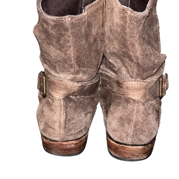 Liberty Black Brown Leather &amp; Suede Tambor Slouch Boots