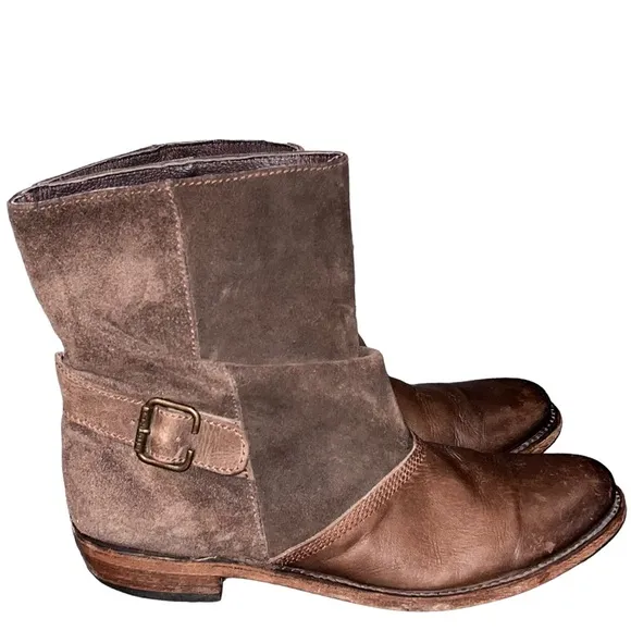 Liberty Black Brown Leather &amp; Suede Tambor Slouch Boots