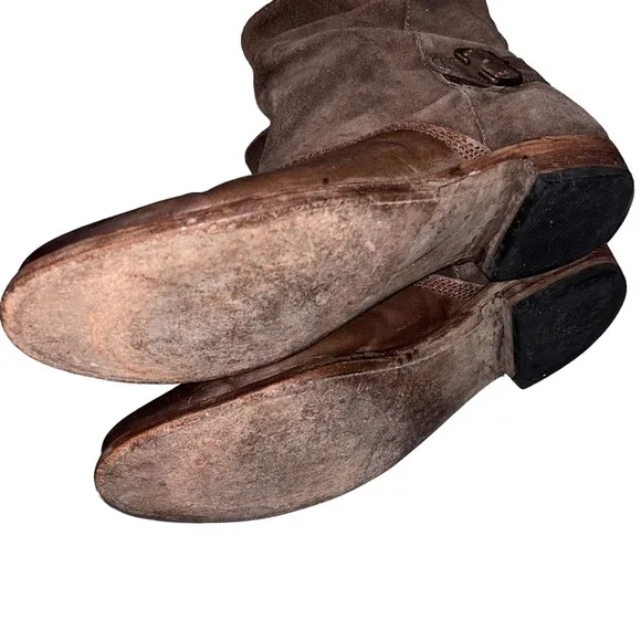 Liberty Black Brown Leather &amp; Suede Tambor Slouch Boots