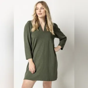 Lilla P FULL SLEEVE SPLIT NECK DRESS NEW Medium Parsley