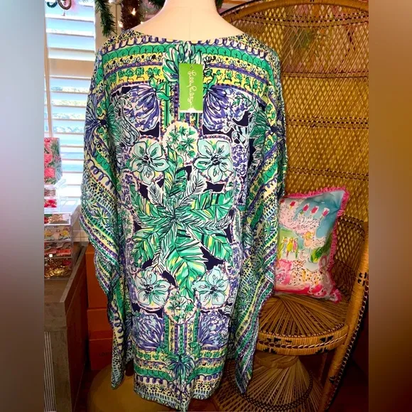 Lilly Pulitzer NWT Lindamarie Silk Caftan Escape Artist  Size XS/S