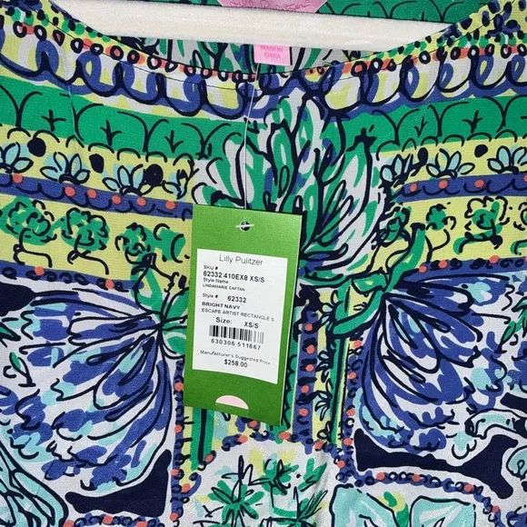 Lilly Pulitzer NWT Lindamarie Silk Caftan Escape Artist  Size XS/S