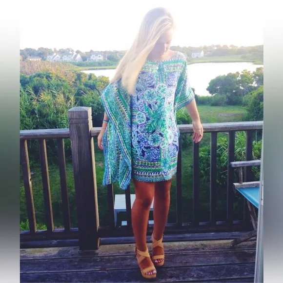 Lilly Pulitzer NWT Lindamarie Silk Caftan Escape Artist  Size XS/S