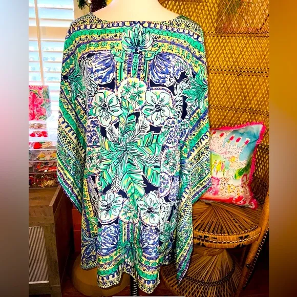 Lilly Pulitzer NWT Lindamarie Silk Caftan Escape Artist  Size XS/S
