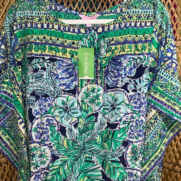 Lilly Pulitzer NWT Lindamarie Silk Caftan Escape Artist  Size XS/S