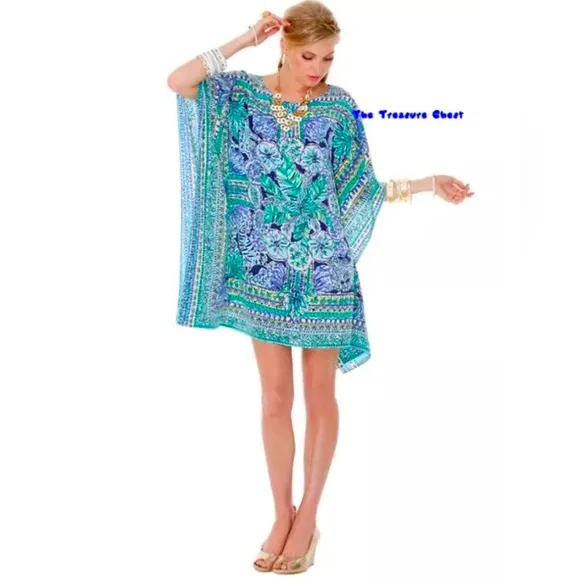 Lilly Pulitzer NWT Lindamarie Silk Caftan Escape Artist  Size XS/S