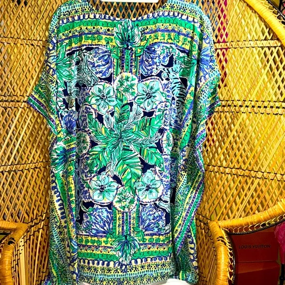 Lilly Pulitzer NWT Lindamarie Silk Caftan Escape Artist  Size XS/S