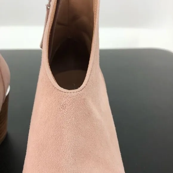 Linea Paolo Westly Bootie Blush Suede Gold Accent Pointed Toe Ankle Boots