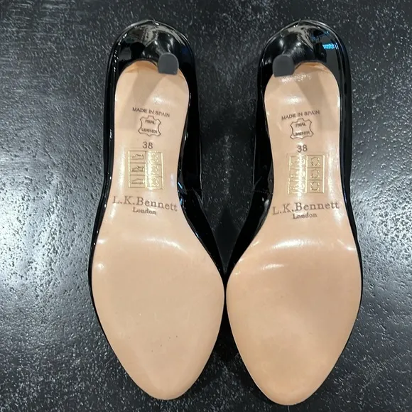 L.K. Bennett Stila Black Patent Courts Size 38/7
