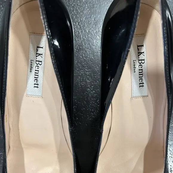 L.K. Bennett Stila Black Patent Courts Size 38/7