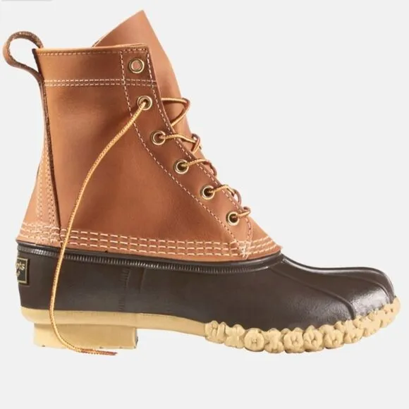 LL Bean Women's Bean Boots Tall 8 inch Leather Tan Brown Gum Duck Waterproof 8