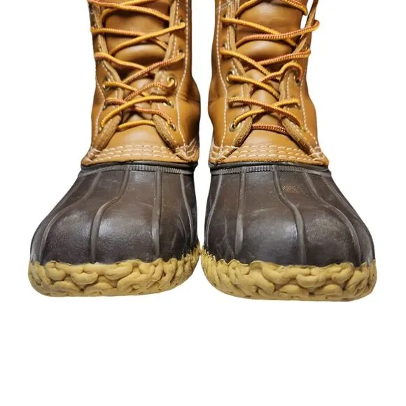 LL Bean Women's Bean Boots Tall 8 inch Leather Tan Brown Gum Duck Waterproof 8