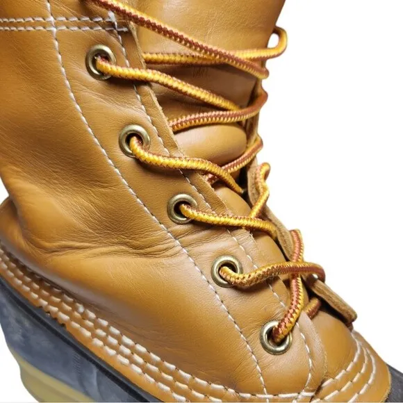 LL Bean Women's Bean Boots Tall 8 inch Leather Tan Brown Gum Duck Waterproof 8