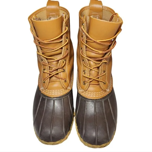LL Bean Women's Bean Boots Tall 8 inch Leather Tan Brown Gum Duck Waterproof 8