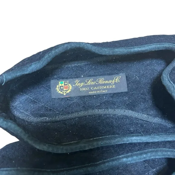 Loro Piana men’s black cashmere quilted slip on slippersSize 43/9.5 house shoes
