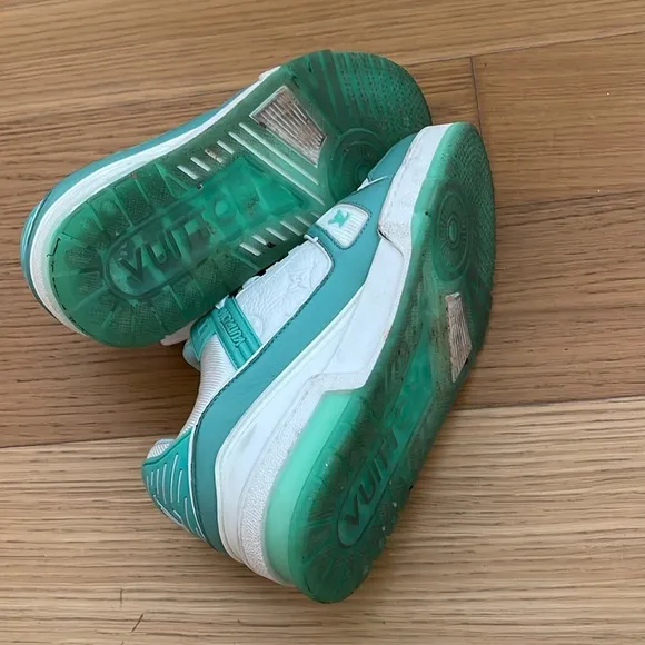 Louis Vuitton Women's White and Mint Sneakers