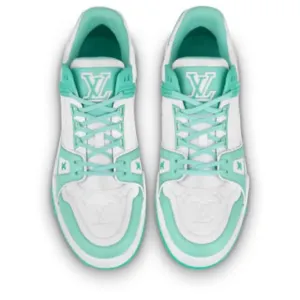 Louis Vuitton Women's White and Mint Sneakers