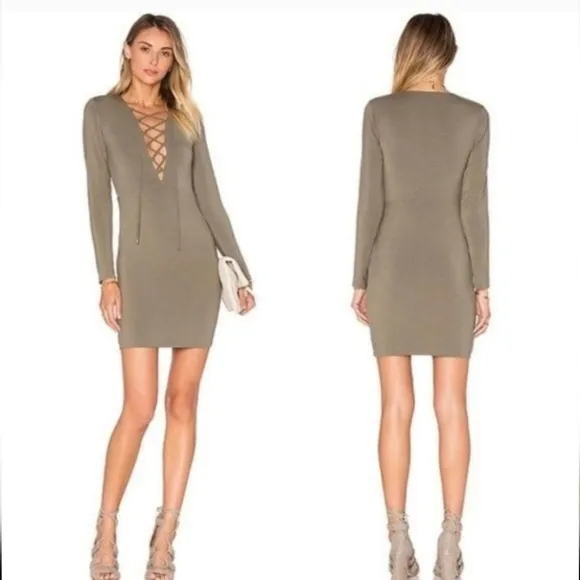 Lovers   Friends dress bodycon mini dress in a neutral olive Size L