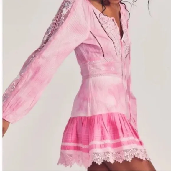 Loveshackfancy Chelie dress pink Zinnia embroidered fairy floral eyelet trims 4