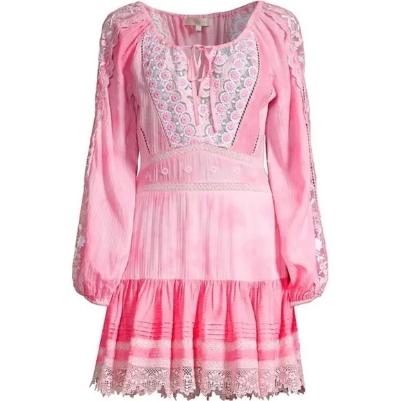 Loveshackfancy Chelie dress pink Zinnia embroidered fairy floral eyelet trims 4