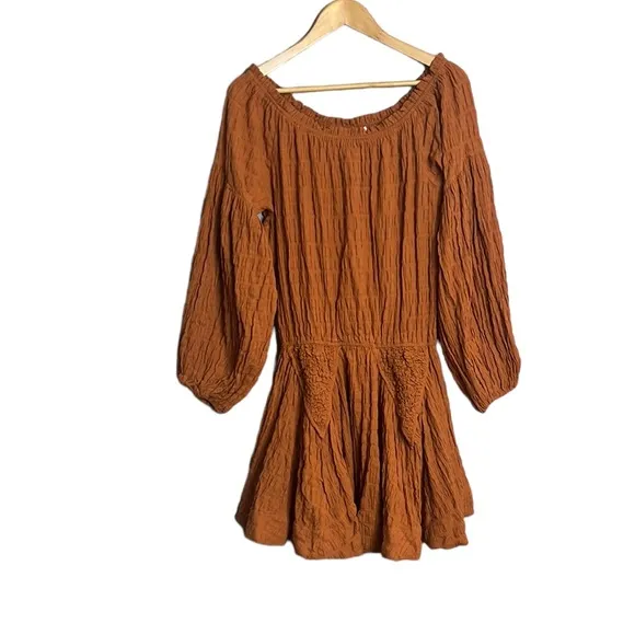 Lucca Sandrine Drop Waist Dress Rust M