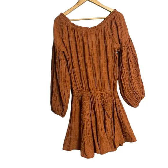 Lucca Sandrine Drop Waist Dress Rust M