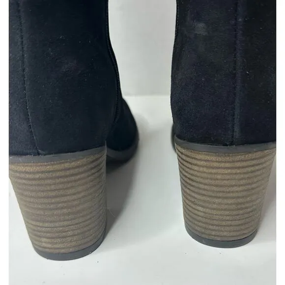 Lucky Brand Women's Bonnay Wide Calf Knee-High Boots Black Suede Size 8M