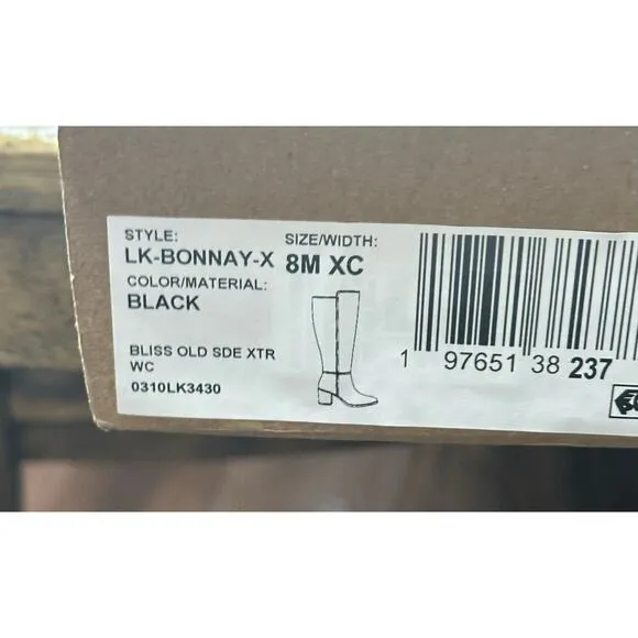 Lucky Brand Women's Bonnay Wide Calf Knee-High Boots Black Suede Size 8M