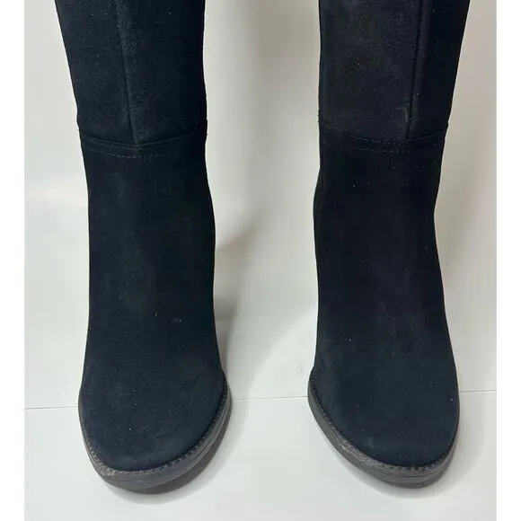 Lucky Brand Women's Bonnay Wide Calf Knee-High Boots Black Suede Size 8M