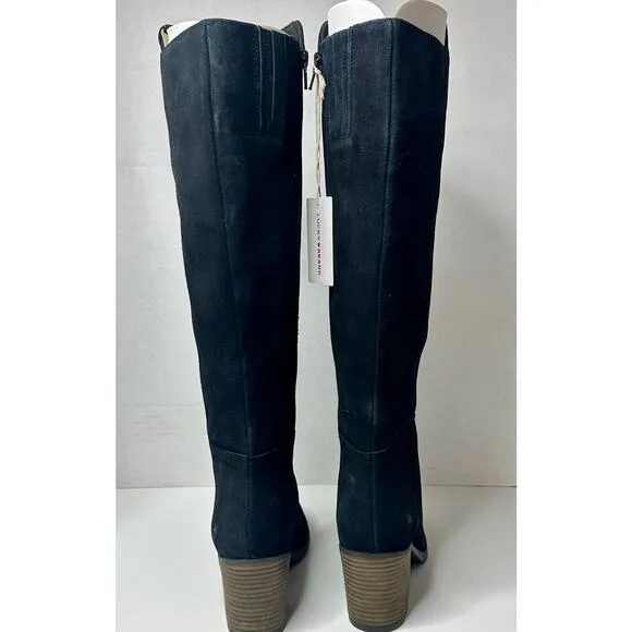 Lucky Brand Women's Bonnay Wide Calf Knee-High Boots Black Suede Size 8M