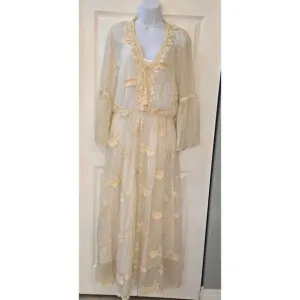 Lucy Paris boho chic dress Crochet trim bell sleeve Western Maxi dress