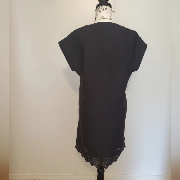 Madewell | Black &quot;Little Black Dress&quot; Cap Sleeves Lace Bottom V Neck - Size