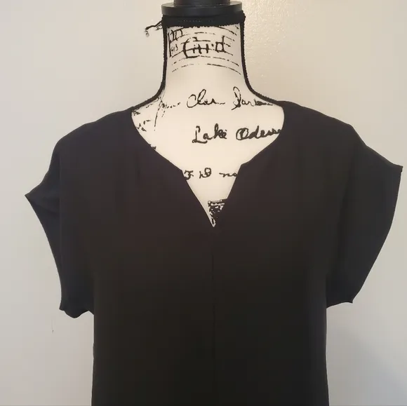 Madewell | Black &quot;Little Black Dress&quot; Cap Sleeves Lace Bottom V Neck - Size