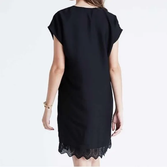 Madewell | Black &quot;Little Black Dress&quot; Cap Sleeves Lace Bottom V Neck - Size