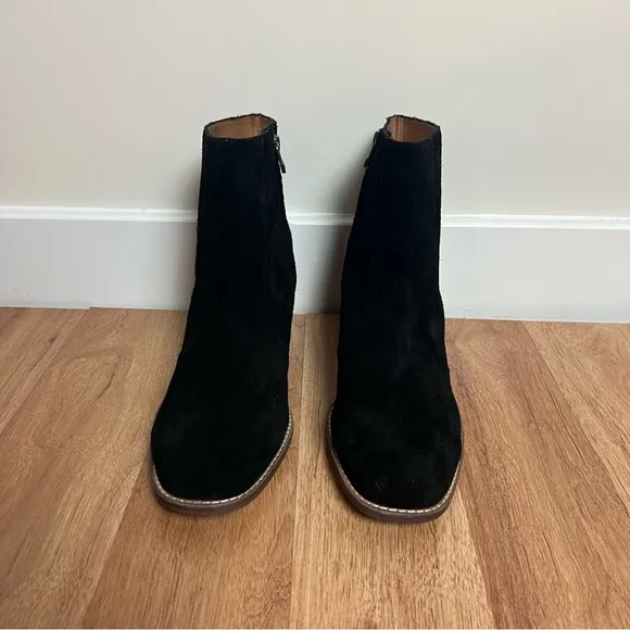 Madewell Bryce Black Suede Leather Ankle Heel Boots Shoes Women