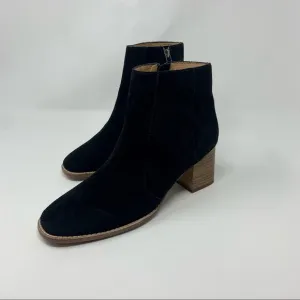 Madewell Bryce Black Suede Leather Ankle Heel Boots Shoes Women