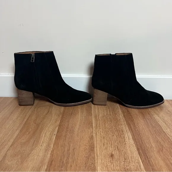 Madewell Bryce Black Suede Leather Ankle Heel Boots Shoes Women