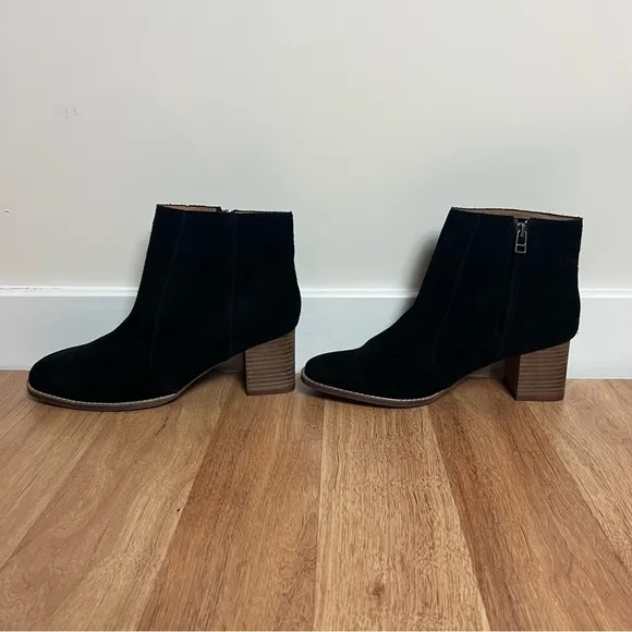 Madewell Bryce Black Suede Leather Ankle Heel Boots Shoes Women