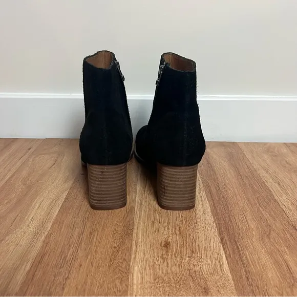 Madewell Bryce Black Suede Leather Ankle Heel Boots Shoes Women