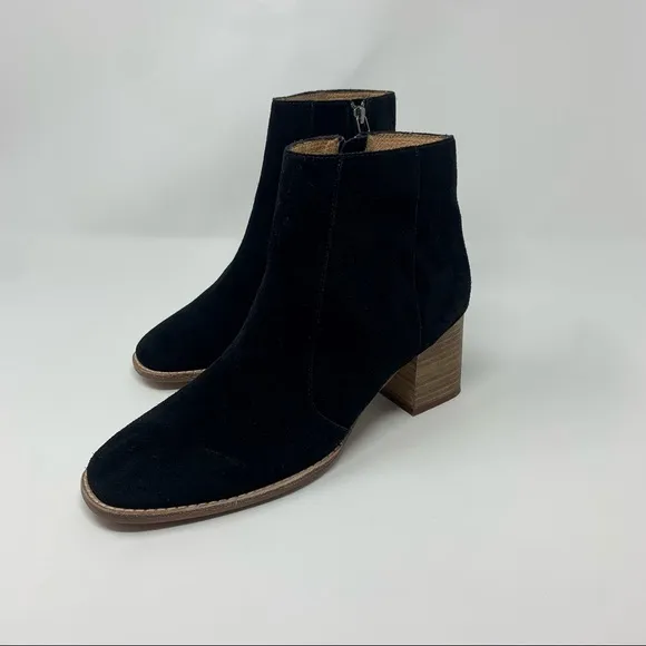 Madewell Bryce Black Suede Leather Ankle Heel Boots Shoes Women
