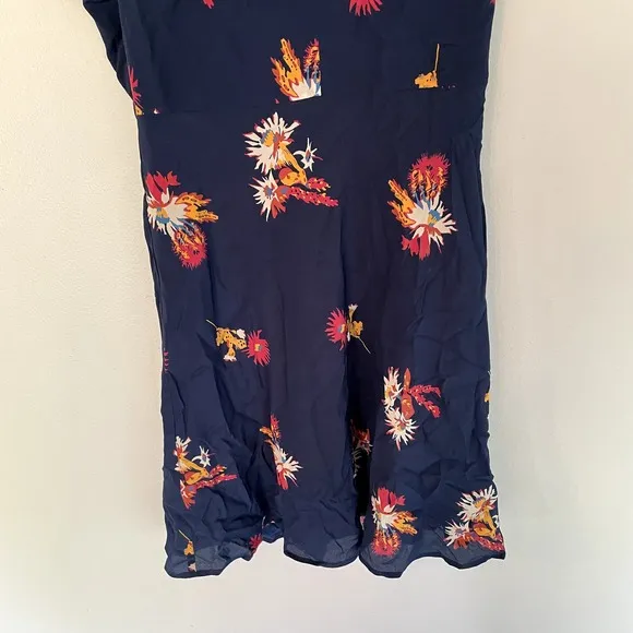Madewell Silk Poppy Dress in Cactus Flower Navy Floral Silk Dress SZ 2