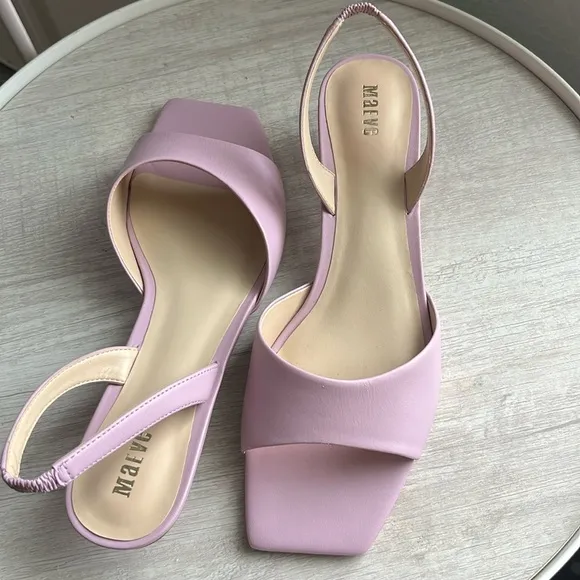 Maeve Square-Toe Slingback Kitten Heels