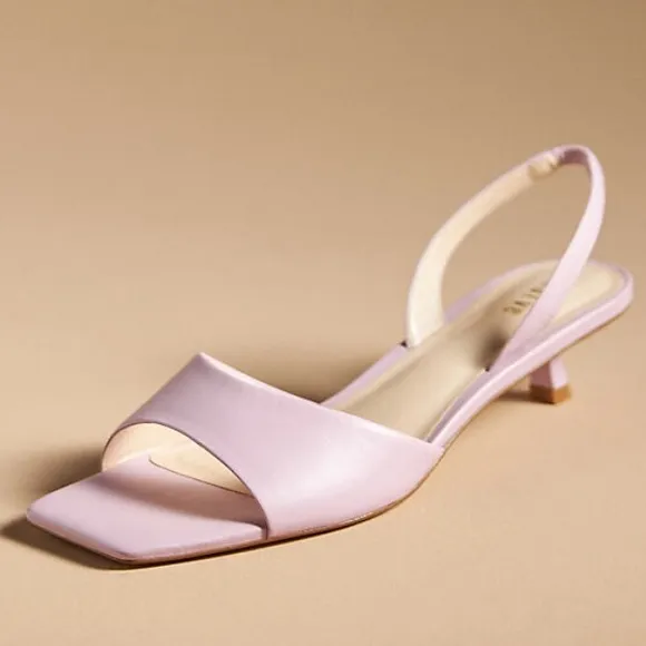 Maeve Square-Toe Slingback Kitten Heels