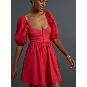 Maeve Puff-Sleeved Sweetheart Mini Dress | Anthropologie | Size: Small