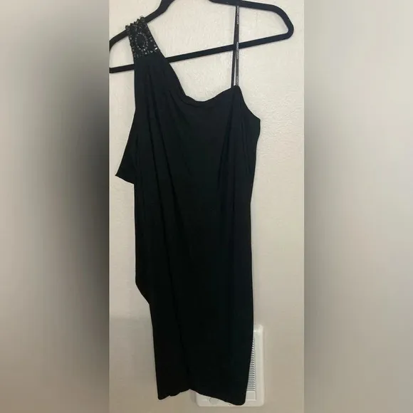 Maggy London Elegant Black One Shoulder Dress Size 14