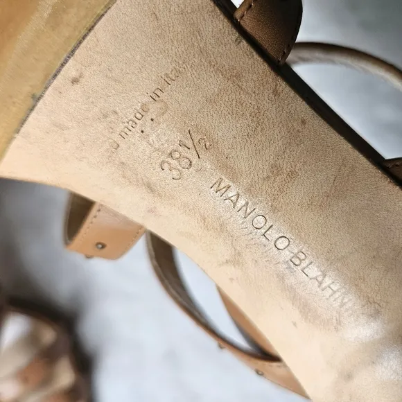 Manolo Blahnik Tan gladiator stud leather sandals